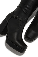 Hazelle Platform Block Heel Boots - Black