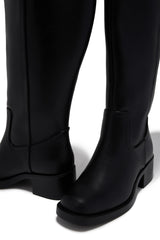 Midnight Icon Wide Fit Below The Knee Moto Boots - Black