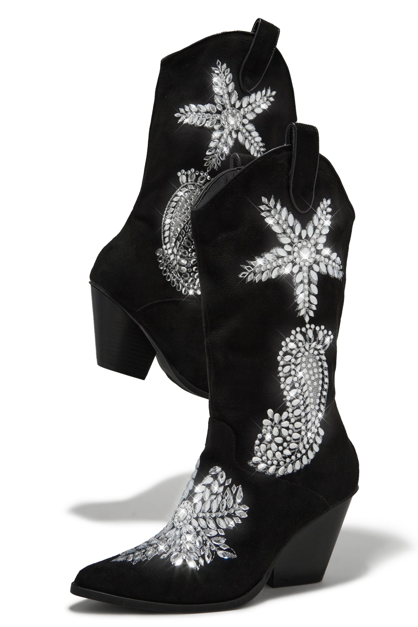 Rock The Rodeo Embellished Cowgirl Boots - Black