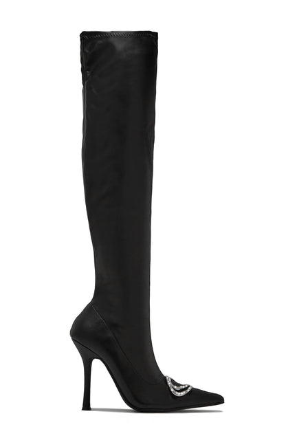 Night Is Young Over The Knee High Heel Boots - Black