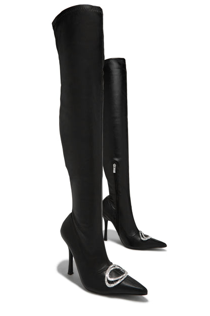 Night Is Young Over The Knee High Heel Boots - Black