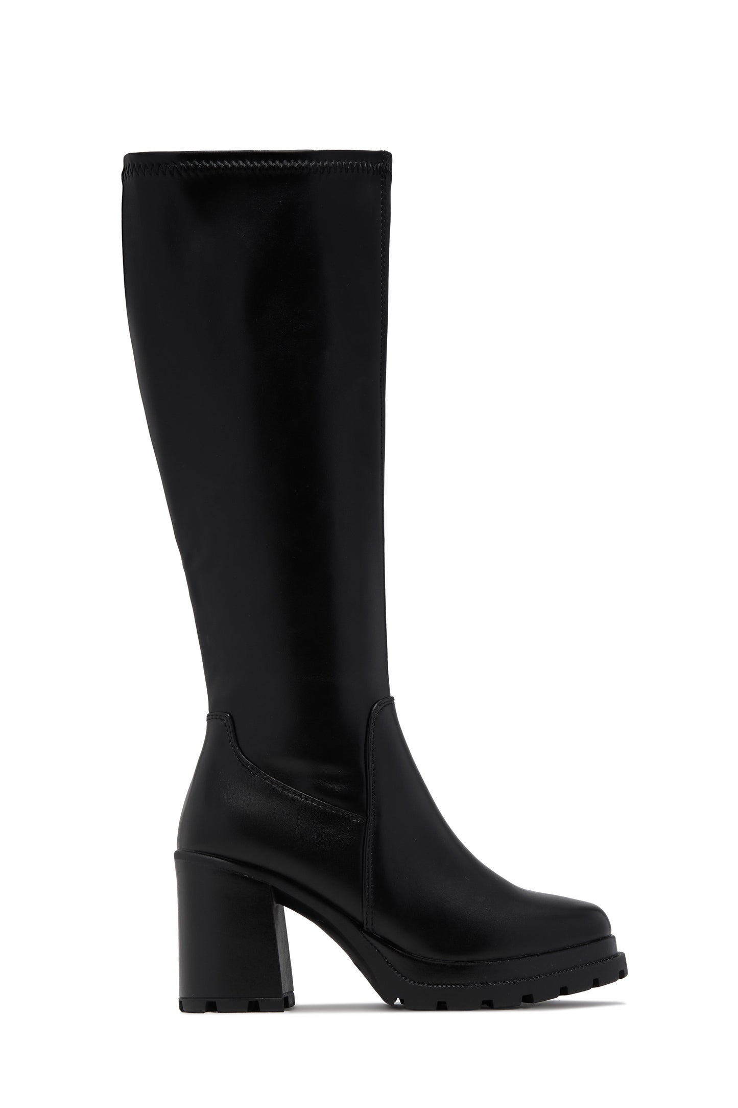 Addie Lug Sole Block Heel Boots - Black