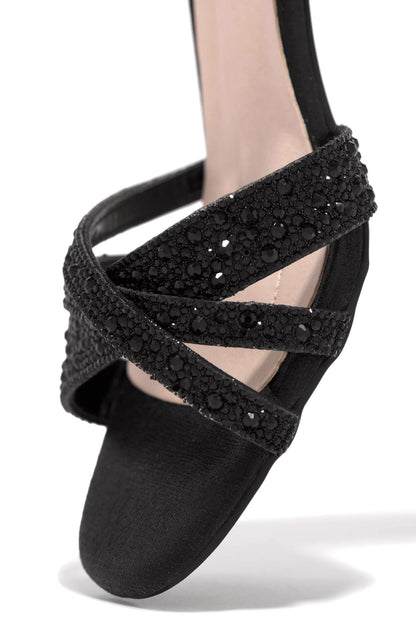 Special Guest Embellished Block Heels - Black