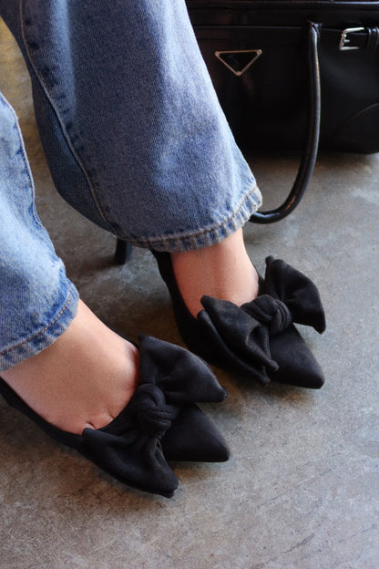 Kirstie Bow Slingback Pumps - Black