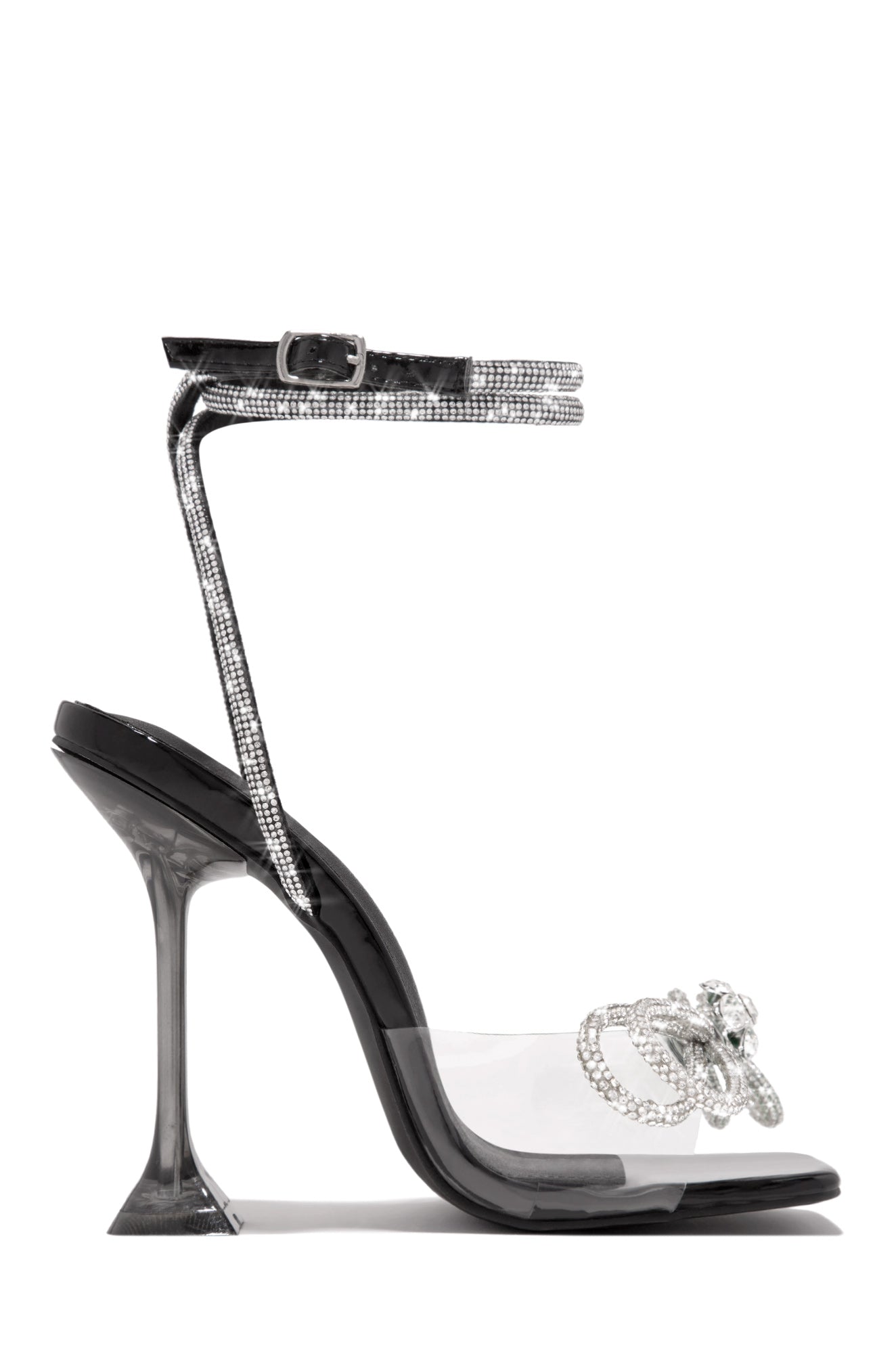 Amaria Embellished Bow Strap High Heels - Black