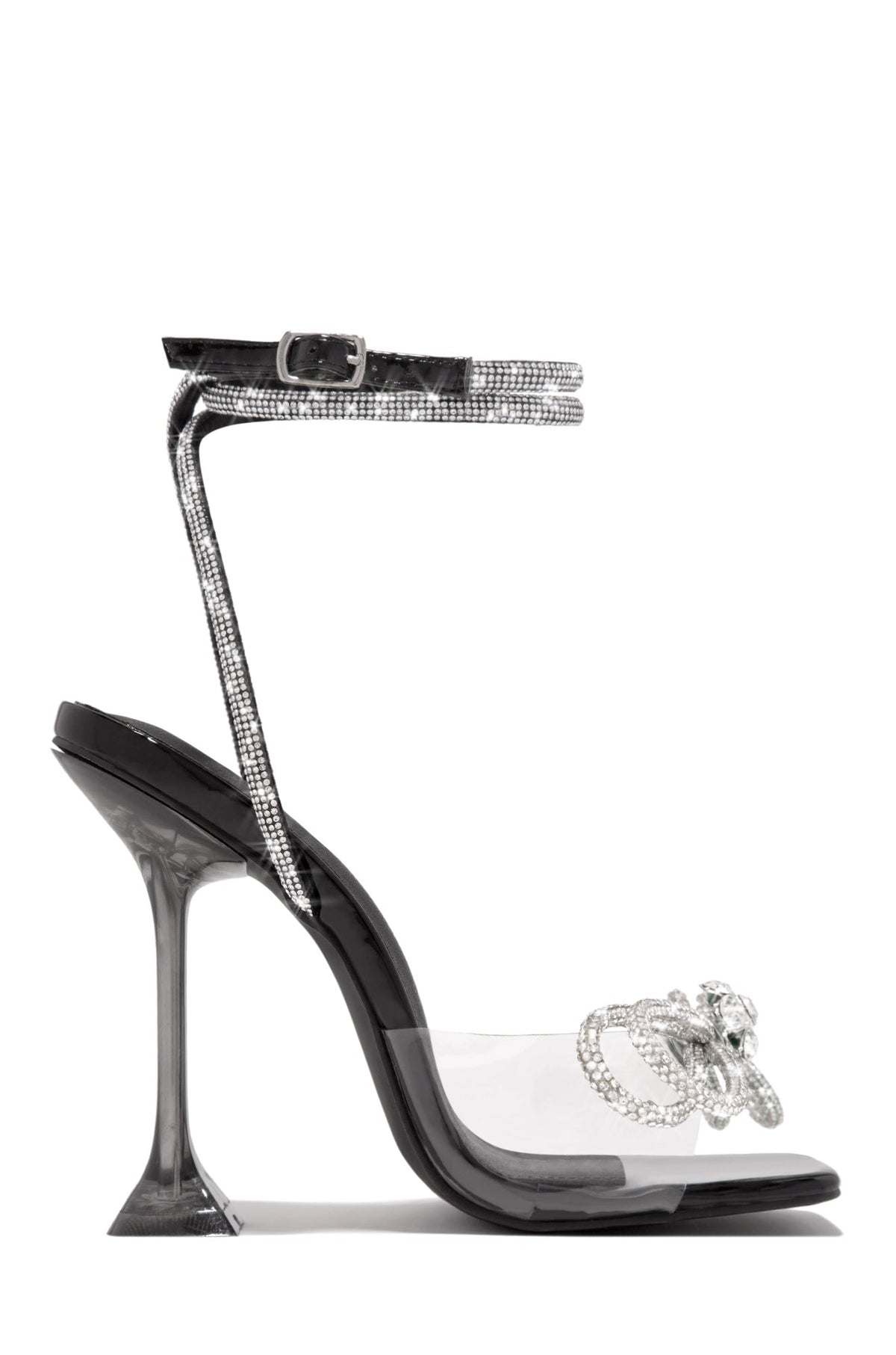 Amaria Embellished Bow Strap High Heels - Black