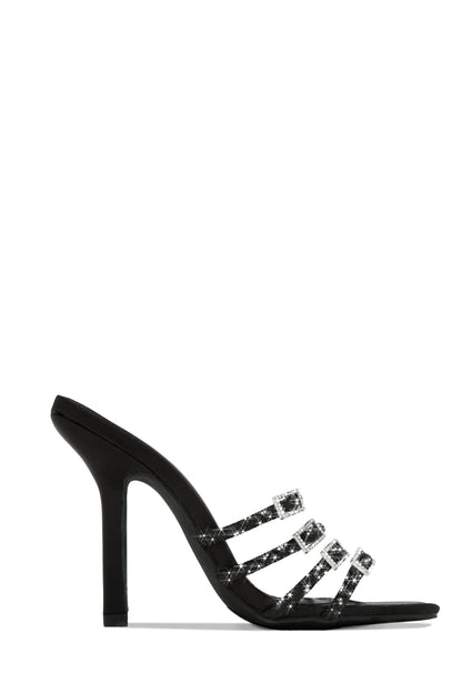 Champagne Taste Embellished High Heel Mules - Yellow