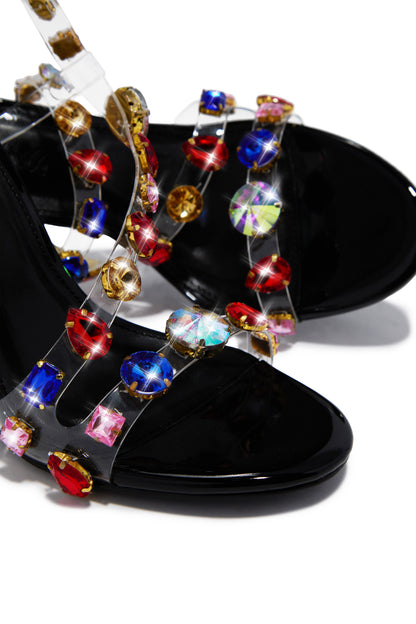 Kiah Embellished Slingback Heels - Black