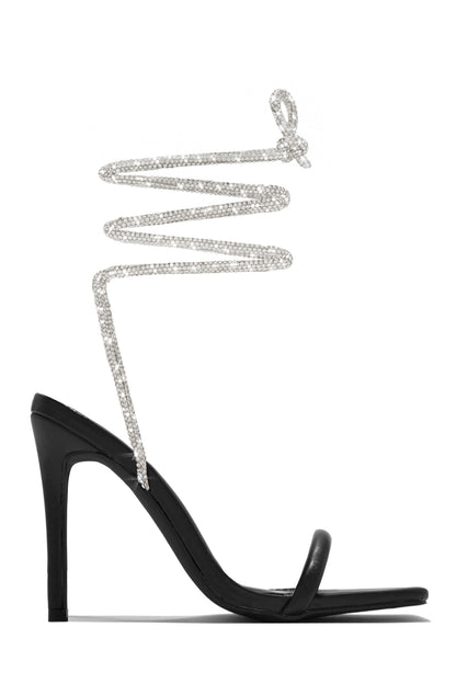 Pretty Girl Embellished Lace Up High Heels - Nude