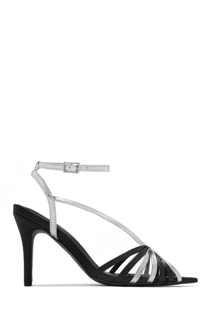 Kataya Ankle Strap Pointed Toe Heels - Blue