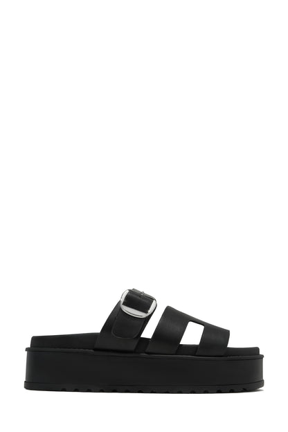 Resort Getaway Slip On Chunky Sandals - Black