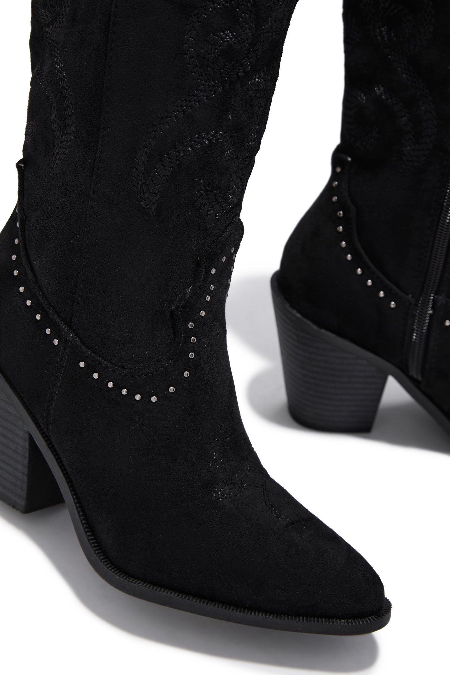 Festival Season Cowgirl Boots - Black Suede