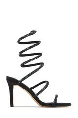 Sushmita Embellished Around The Ankle Coil Heels - Black