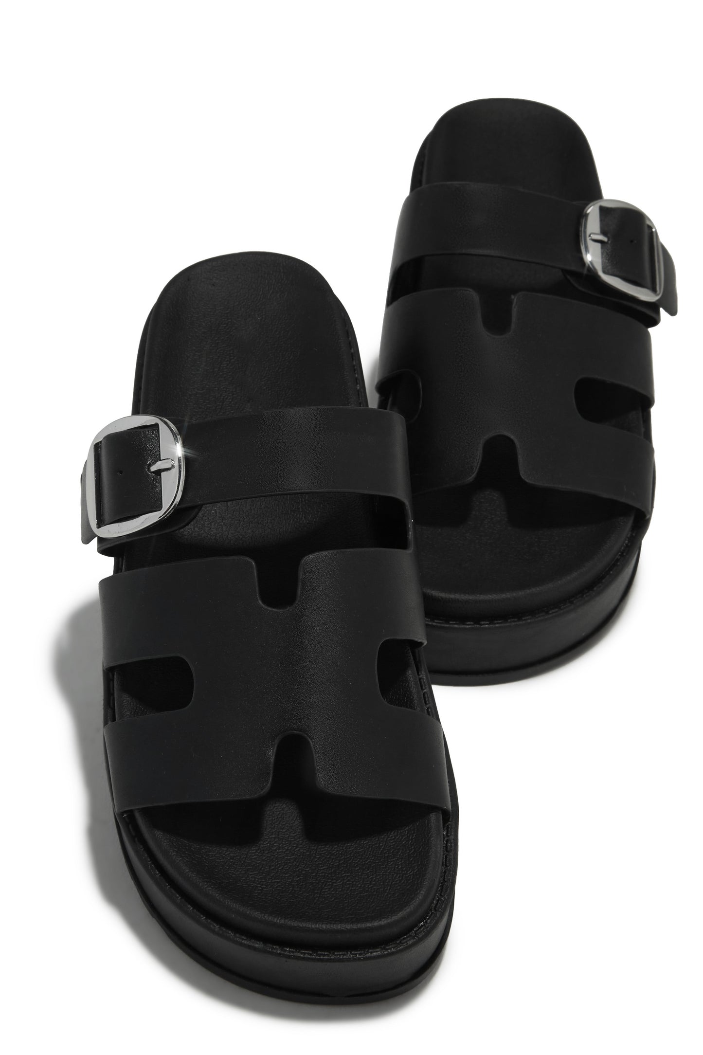 Resort Getaway Slip On Chunky Sandals - Black