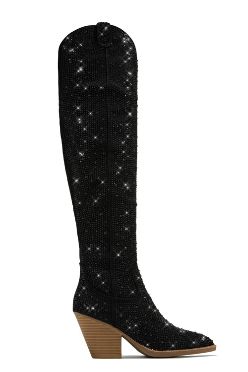 Nights In Nashville Embellished Cowgirl Boots - Black