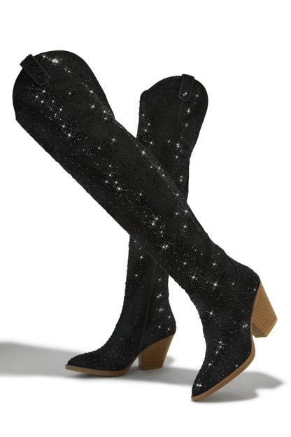 Nights In Nashville Embellished Cowgirl Boots - Black