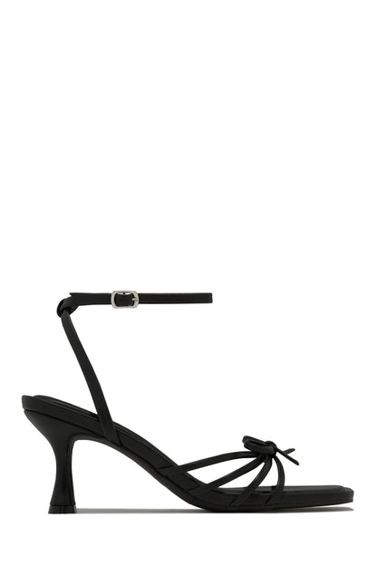 Denaya Ankle Strap Mid Heels - Black