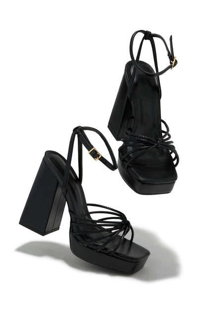 Lelia Platform Block Heels - Black