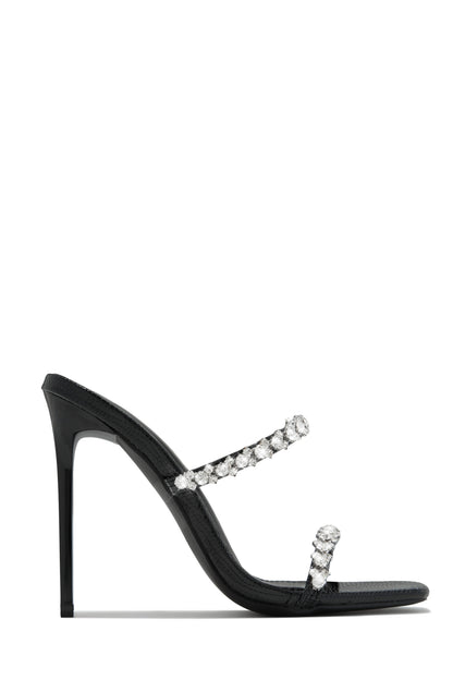 Amyna Embellished High Heel Mules - Black