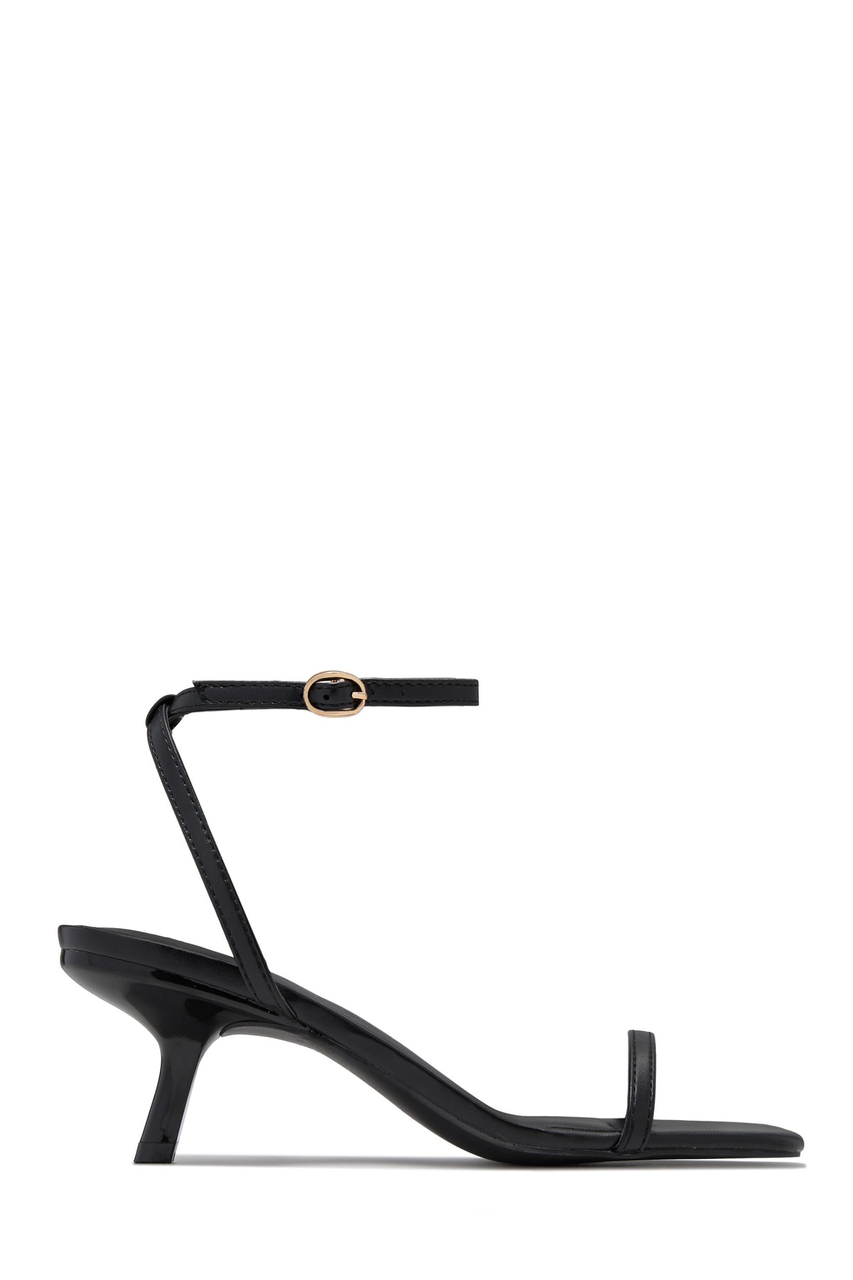Karolay Ankle Strap Mid Heels - Black