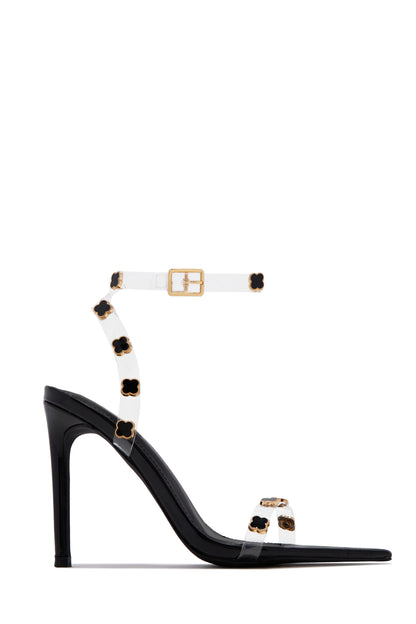 Aurela Clear Strap High Heels - Black
