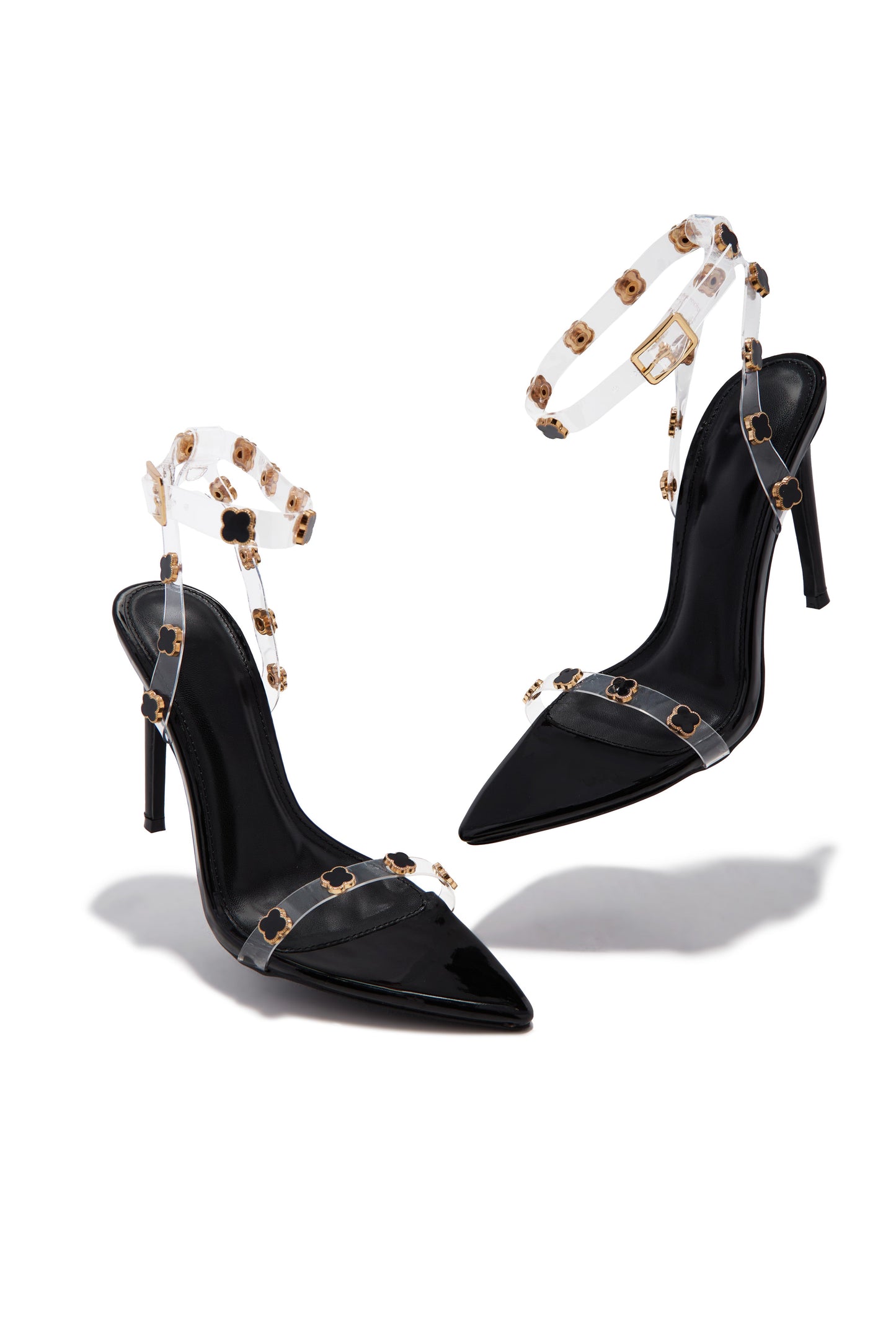 Aurela Clear Strap High Heels - Black