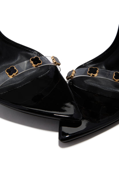 Aurela Clear Strap High Heels - Black