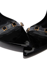 Aurela Clear Strap High Heels - Black