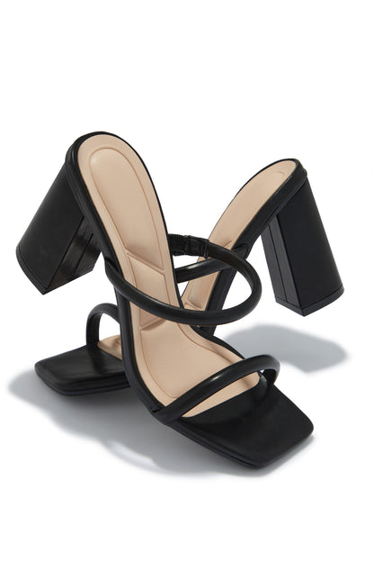 Jenna Block Heel Mules - Black