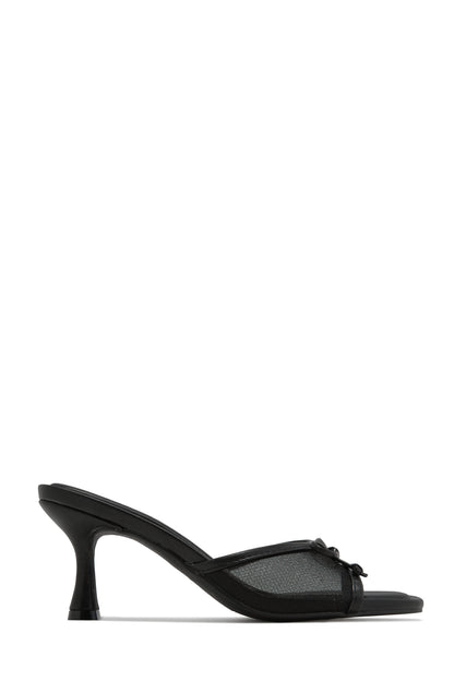 Eliza Mid Heel Mules - Black