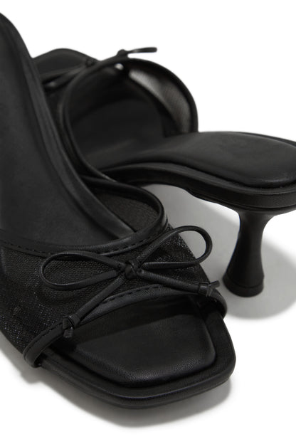 Eliza Mid Heel Mules - Black