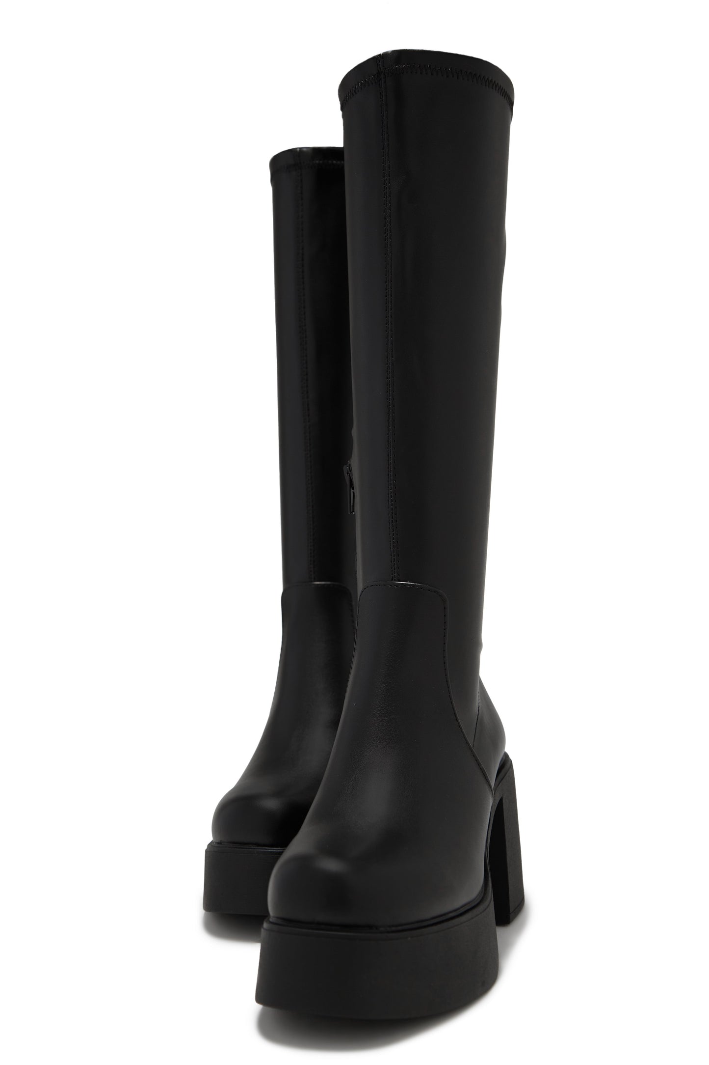 Seline Platform Block Heel Boots - Black