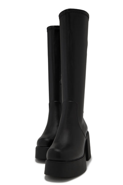 Seline Platform Block Heel Boots - Black
