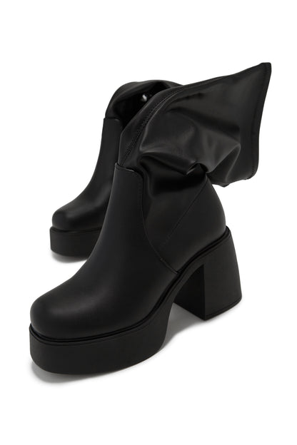 Seline Platform Block Heel Boots - Black