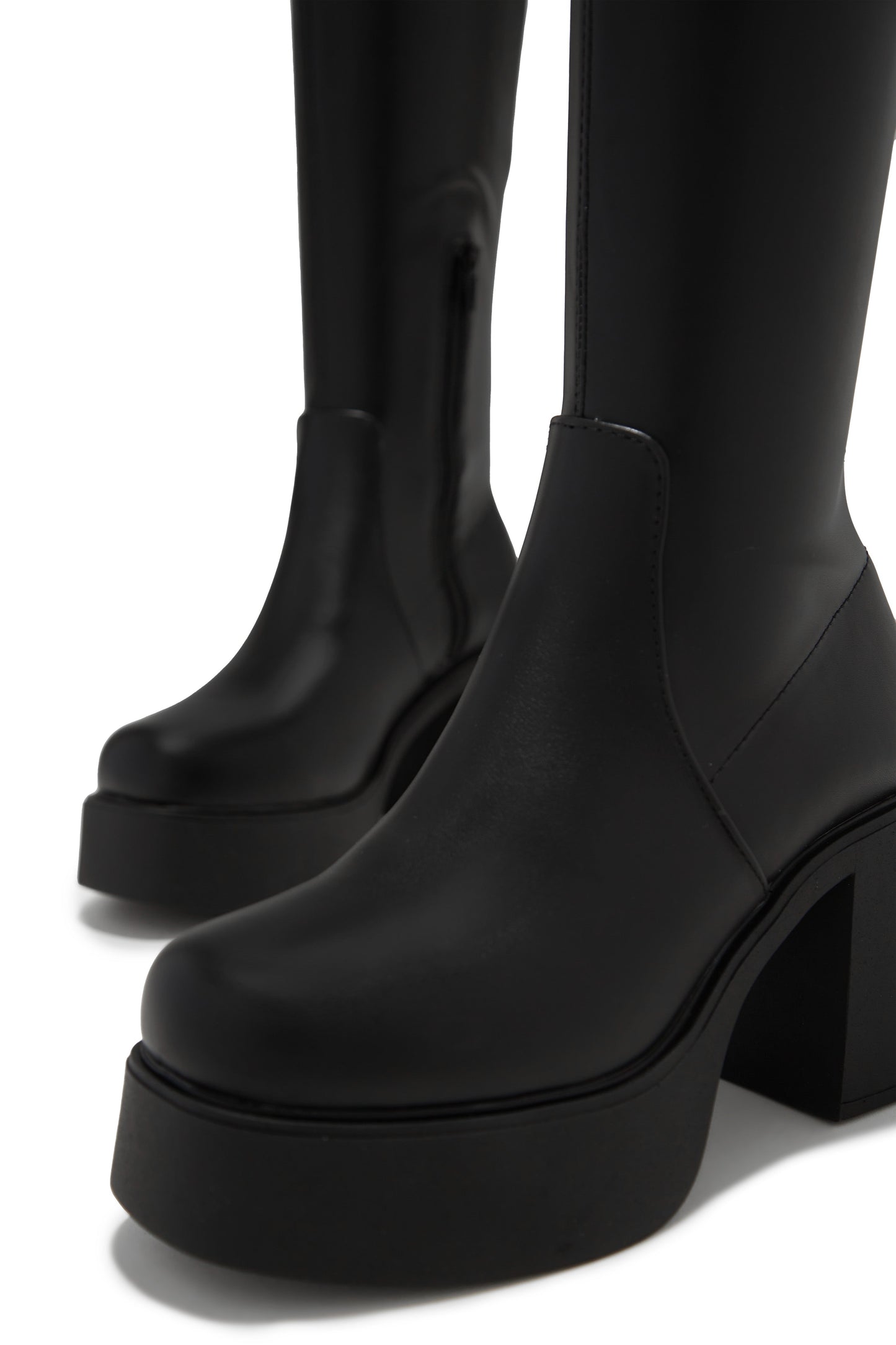 Seline Platform Block Heel Boots - Black
