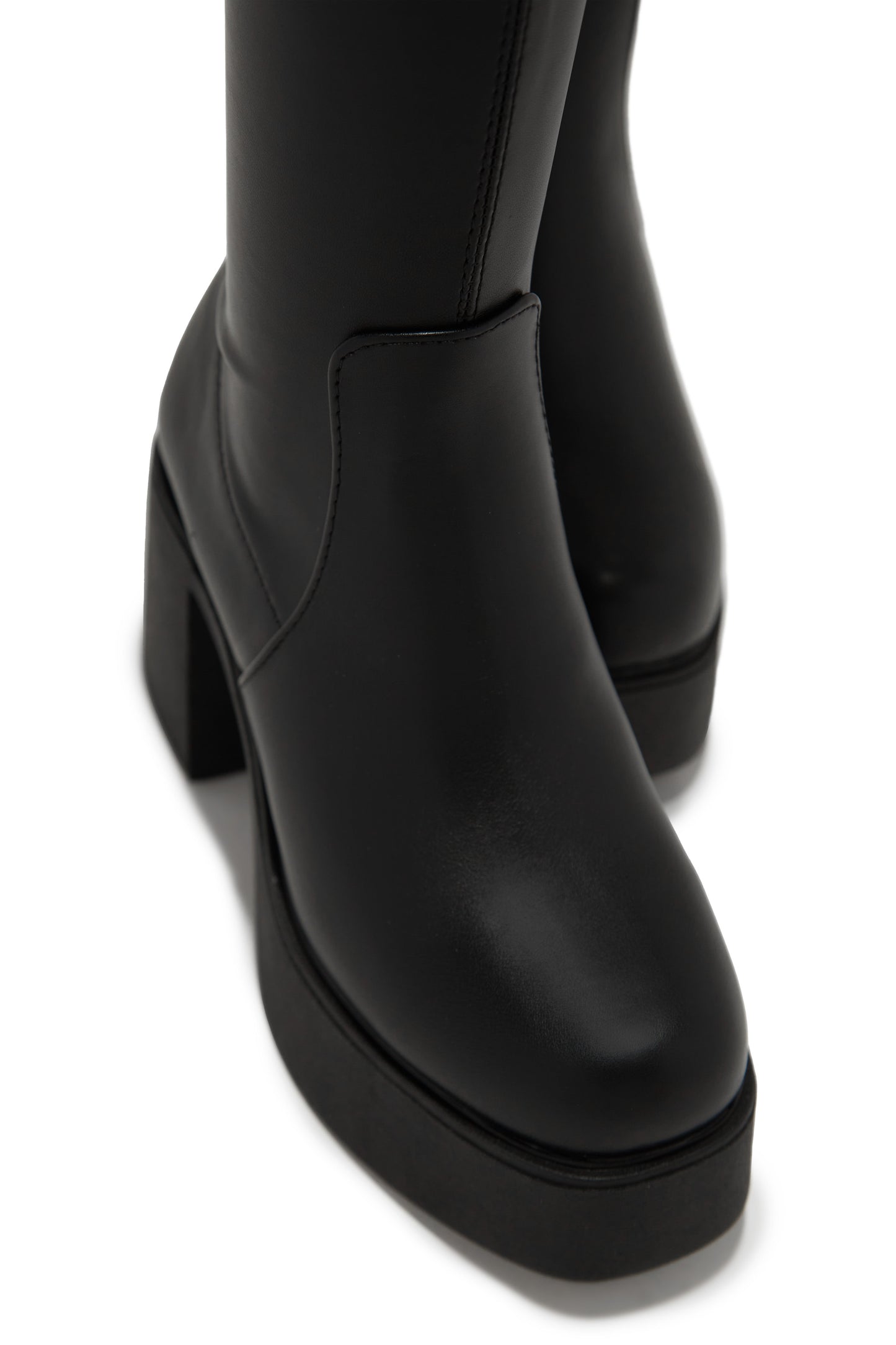 Seline Platform Block Heel Boots - Black