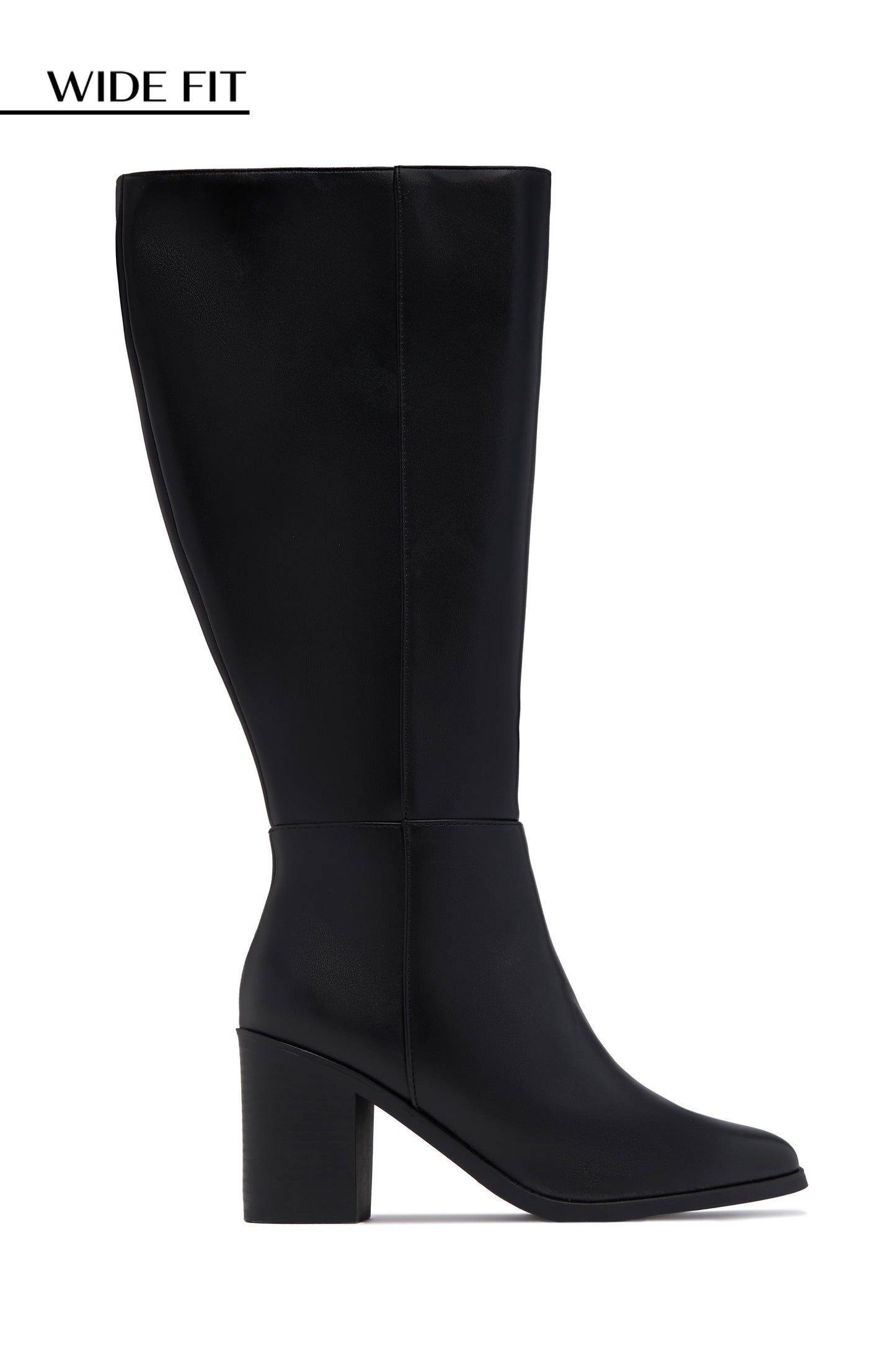 Draya Wide Fit Block Heel Boots - Black