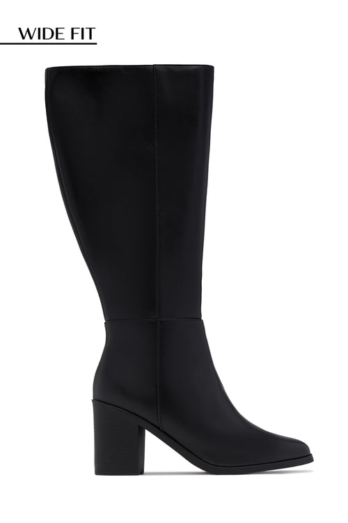Draya Wide Fit Block Heel Boots - Black