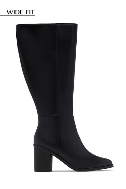 Draya Wide Fit Block Heel Boots - Black