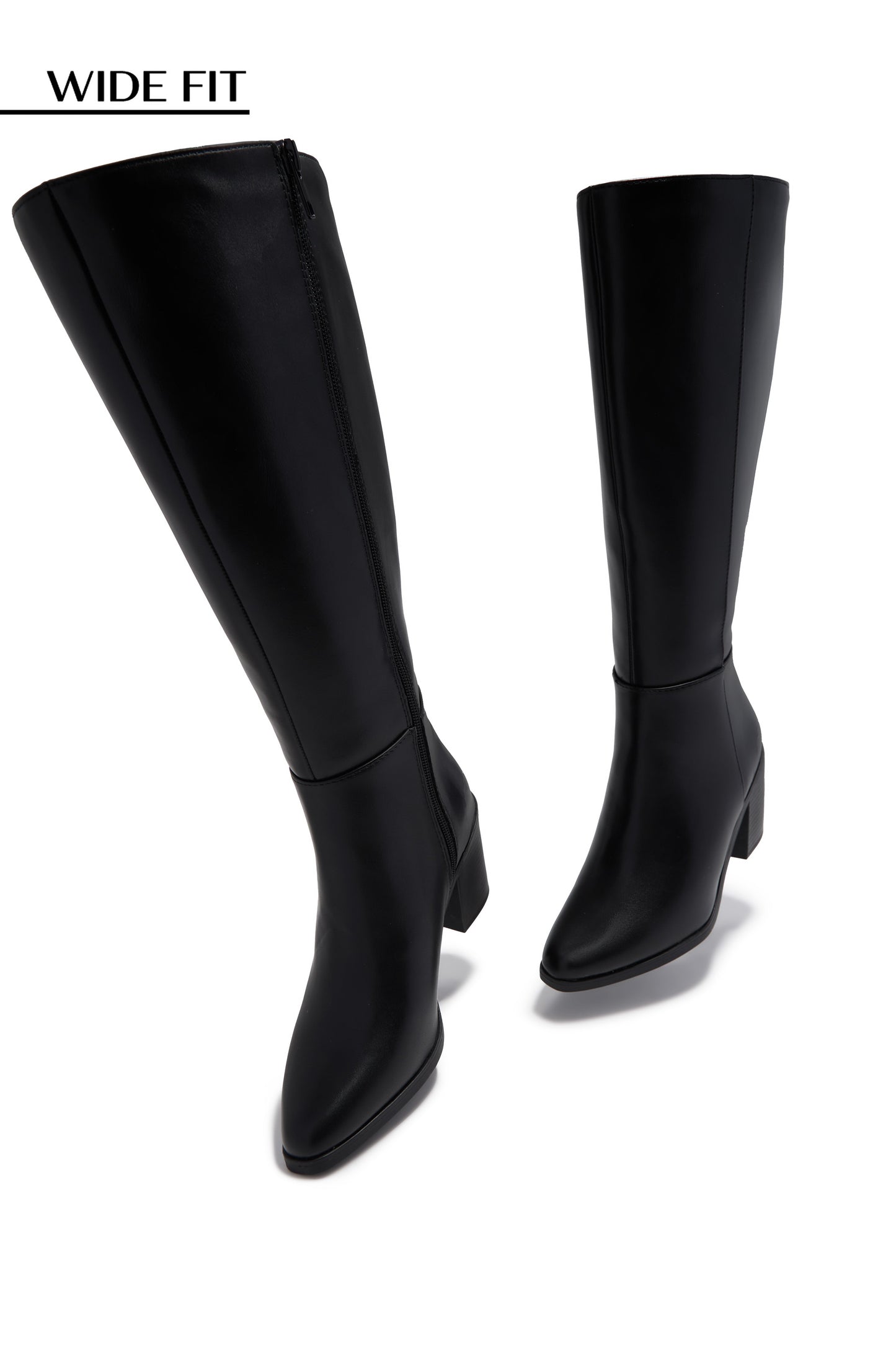 Draya Wide Fit Block Heel Boots - Black