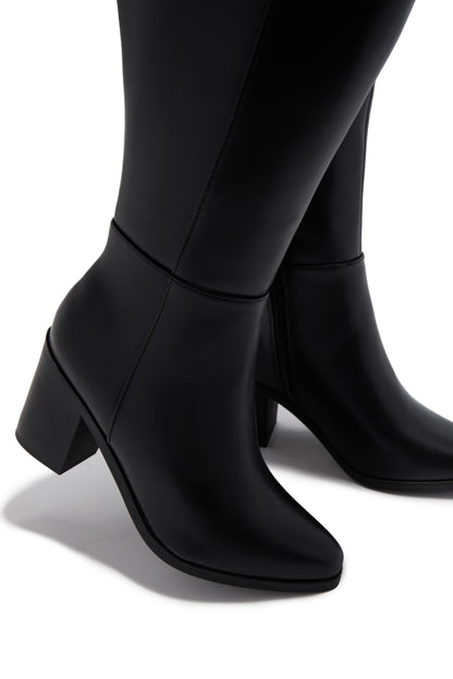 Draya Wide Fit Block Heel Boots - Black