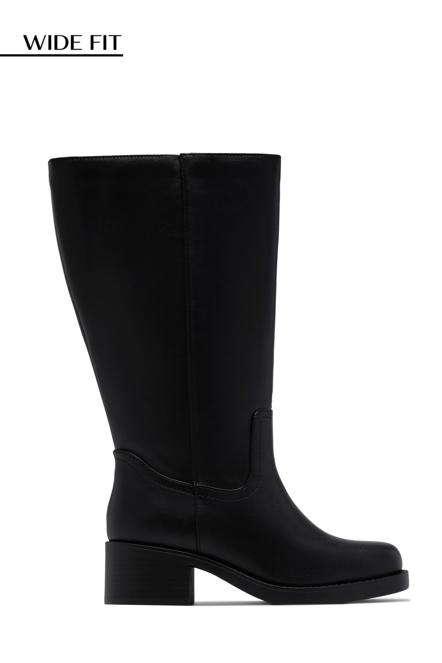 Midnight Icon Wide Fit Below The Knee Moto Boots - Black