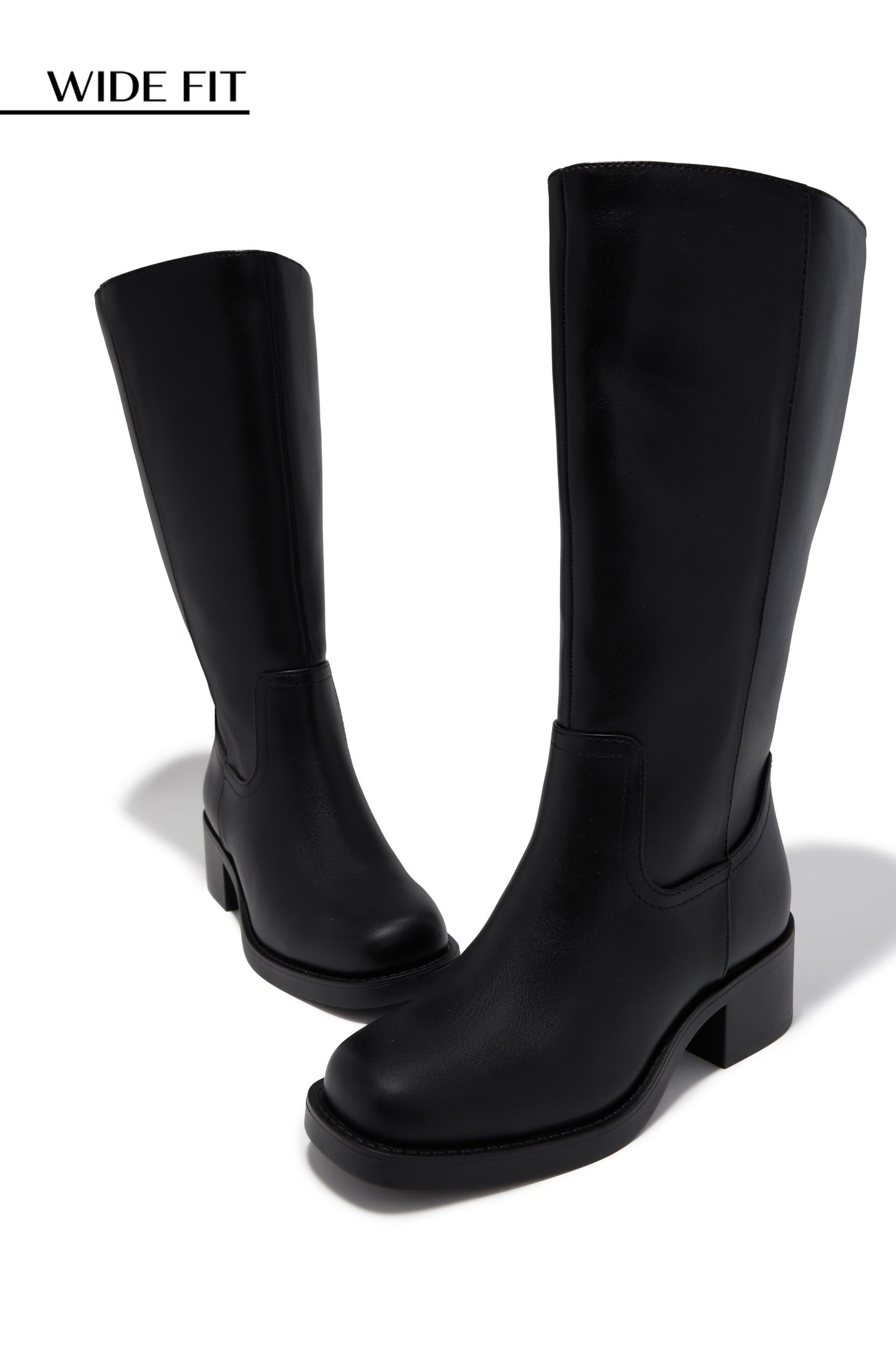 Midnight Icon Wide Fit Below The Knee Moto Boots - Black