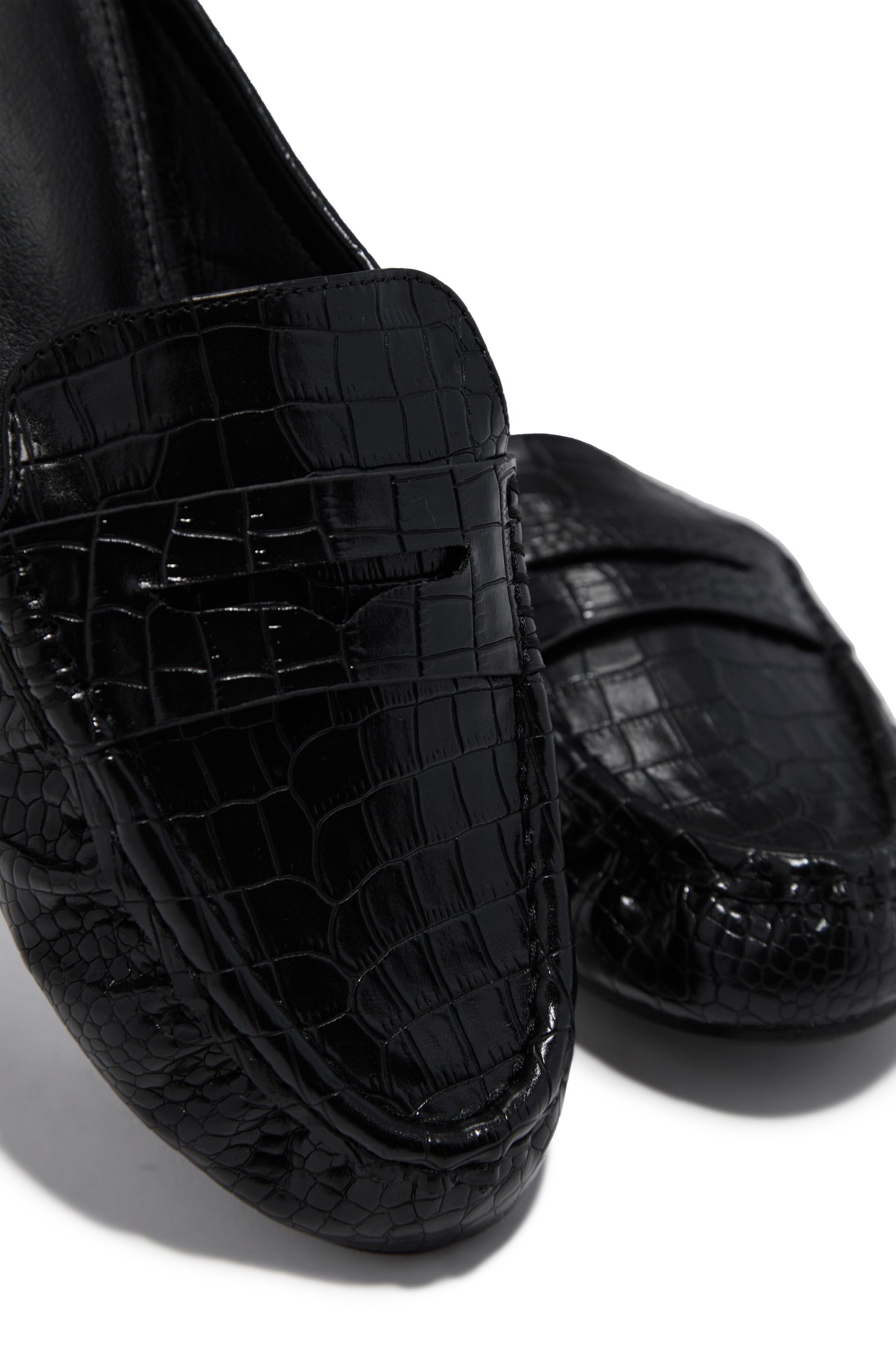 Julia Slip On Loafer Flats - Black Croc