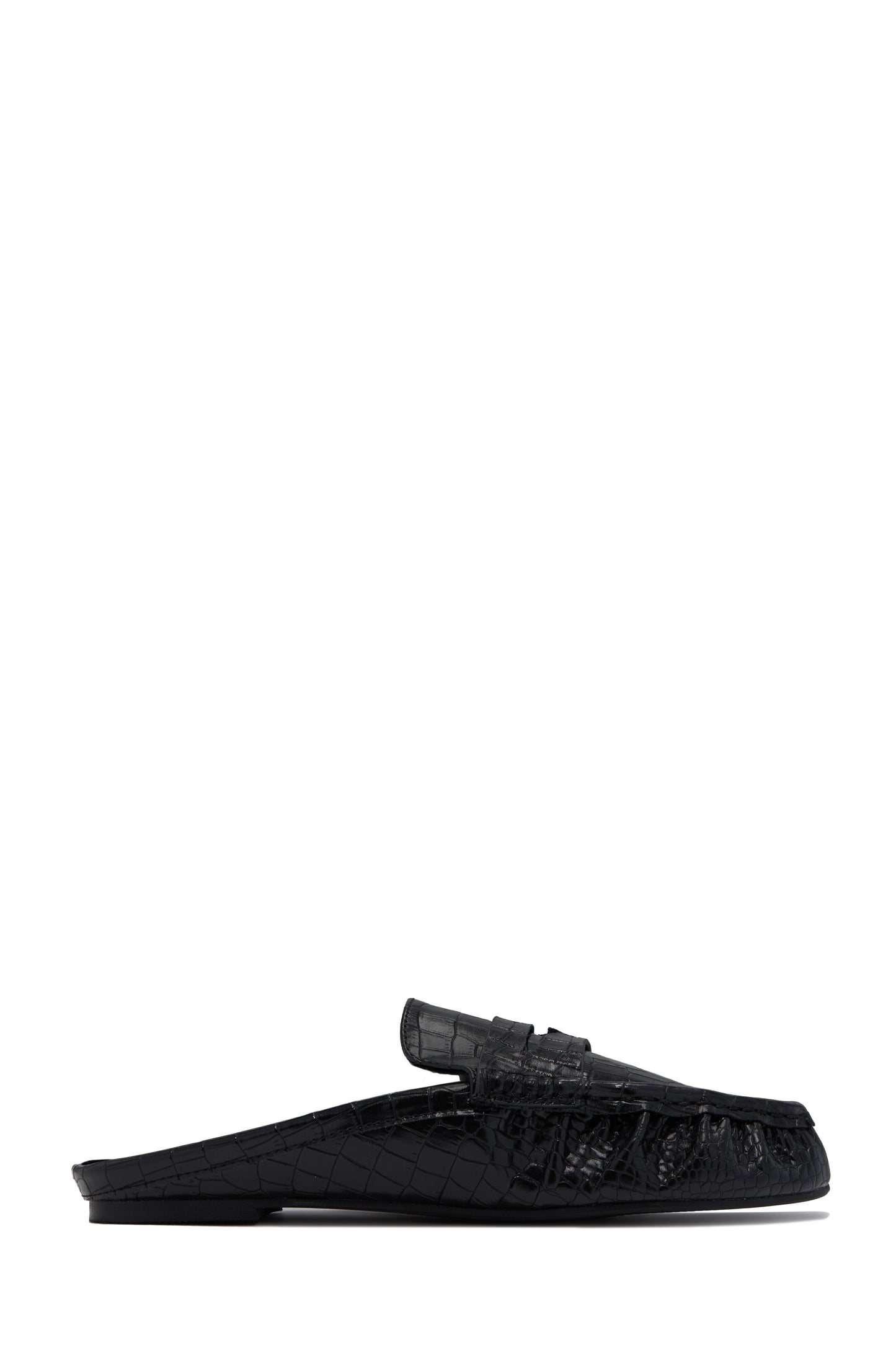 Julia Slip On Loafer Flats - Black Croc