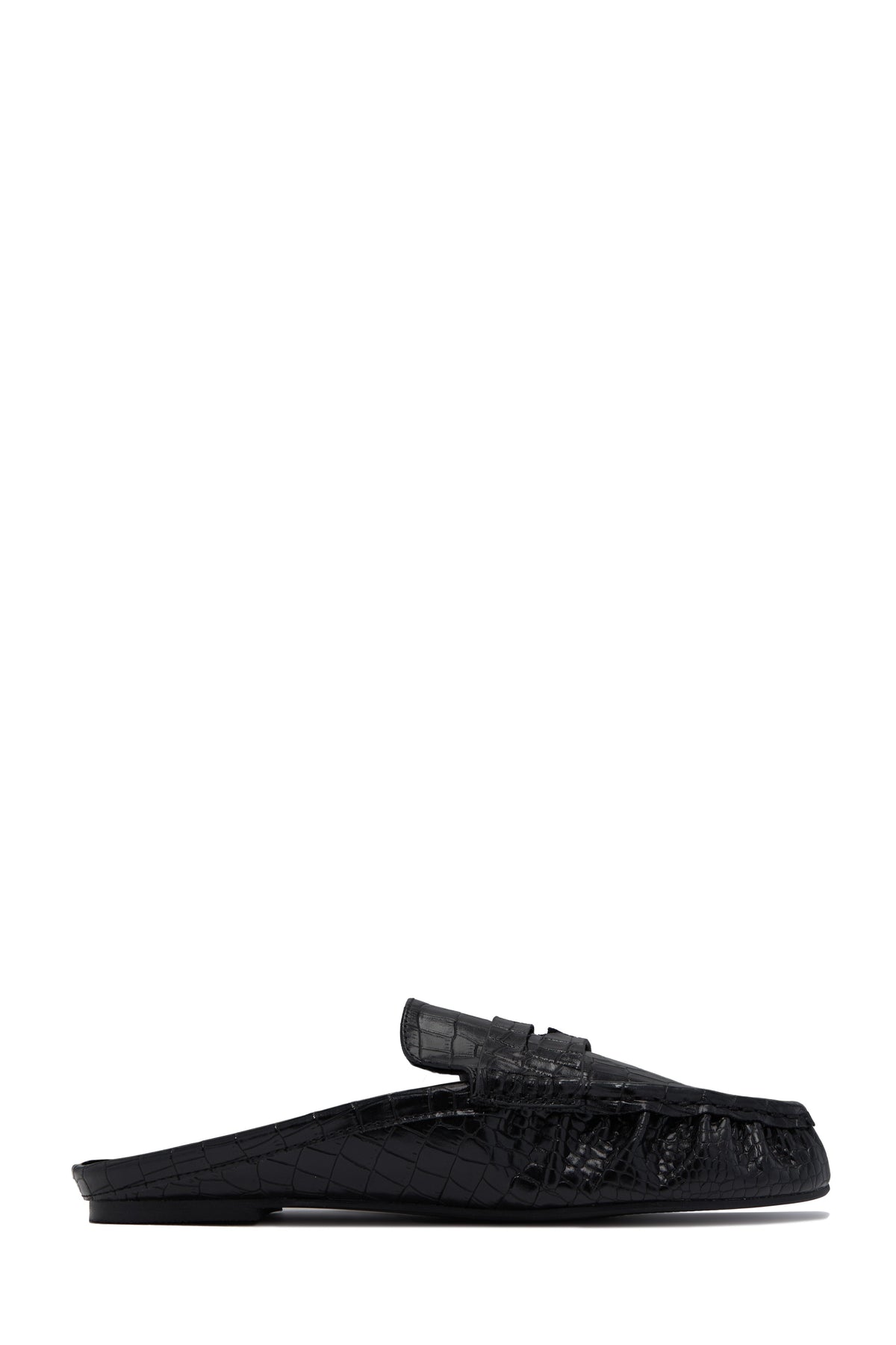 Julia Slip On Loafer Flats - Black Croc