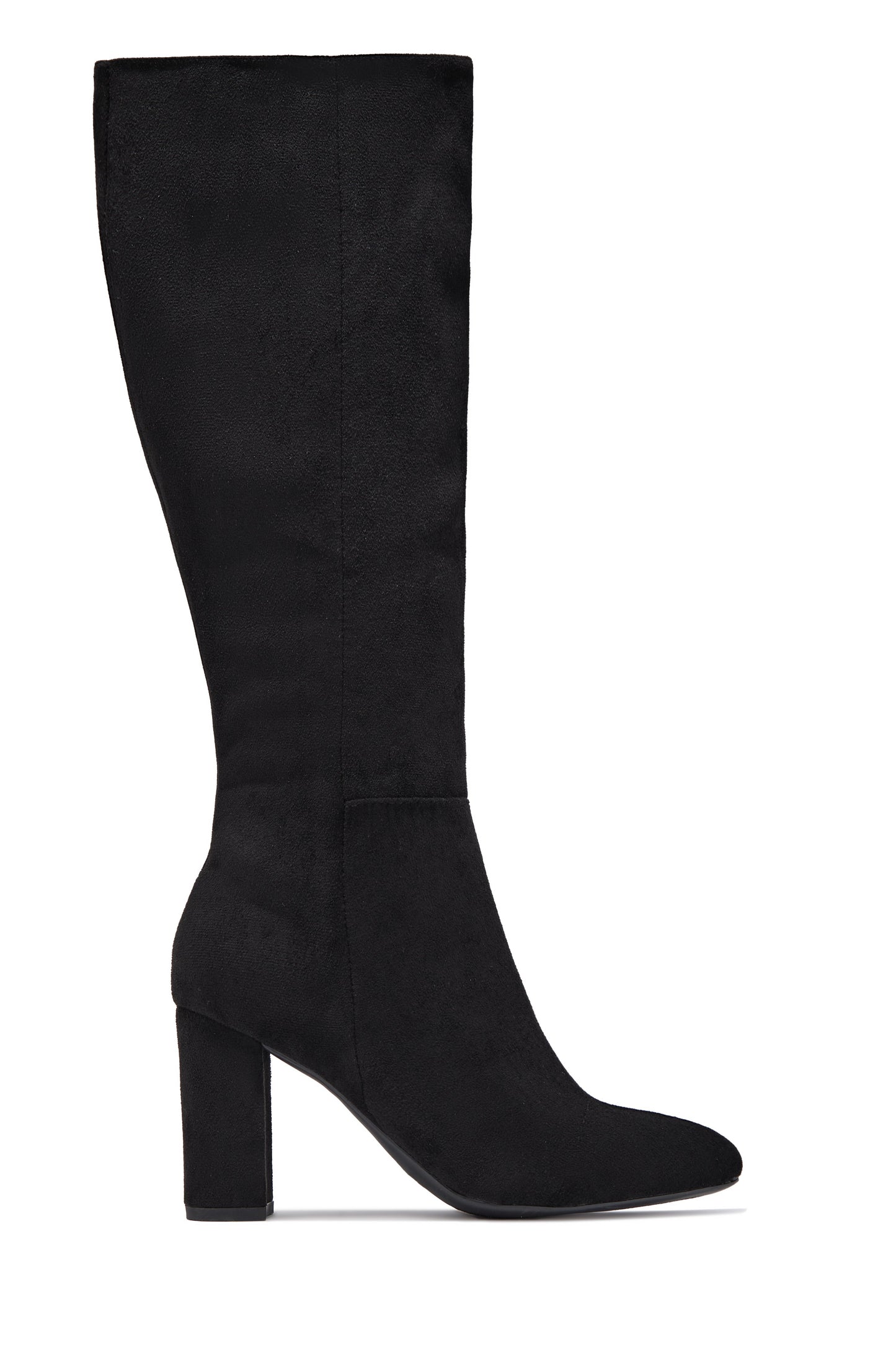 Fine Time Block Heel Knee High Boots - Black Suede