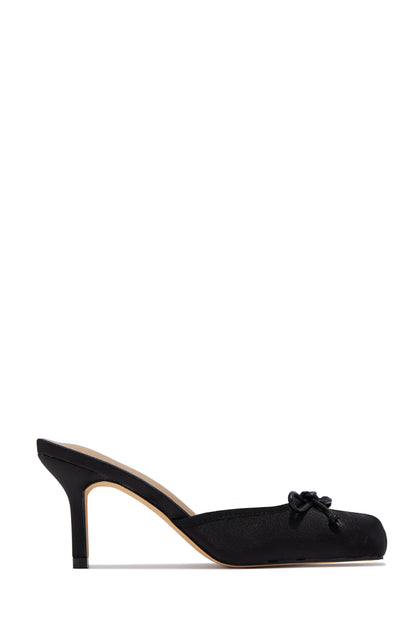 Tessa Ballet Mid Heel Mules - Black