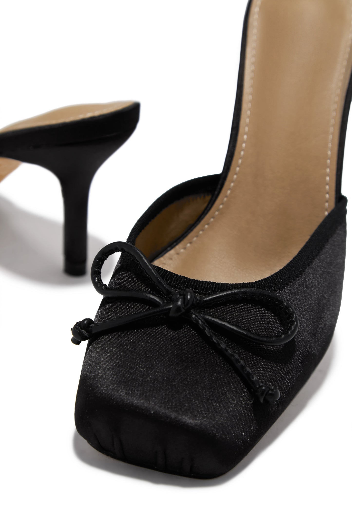 Tessa Ballet Mid Heel Mules - Black