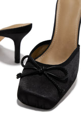 Tessa Ballet Mid Heel Mules - Black